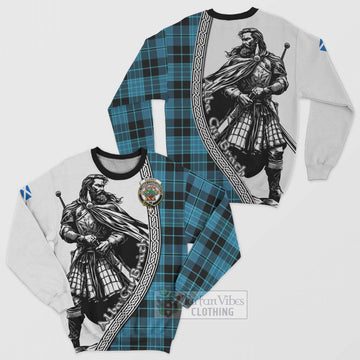 Clergy Tartan Clan Crest Sweatshirt with Highlander Warrior Celtic Style Unisex - Tartan Vibes Clothing