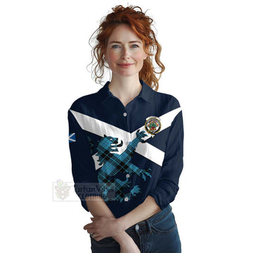 Clergy Tartan Lion Rampant Women's Casual Shirt Proudly Display Your Heritage with Alba Gu Brath and Clan Name Female - Tartan Vibes Clothing