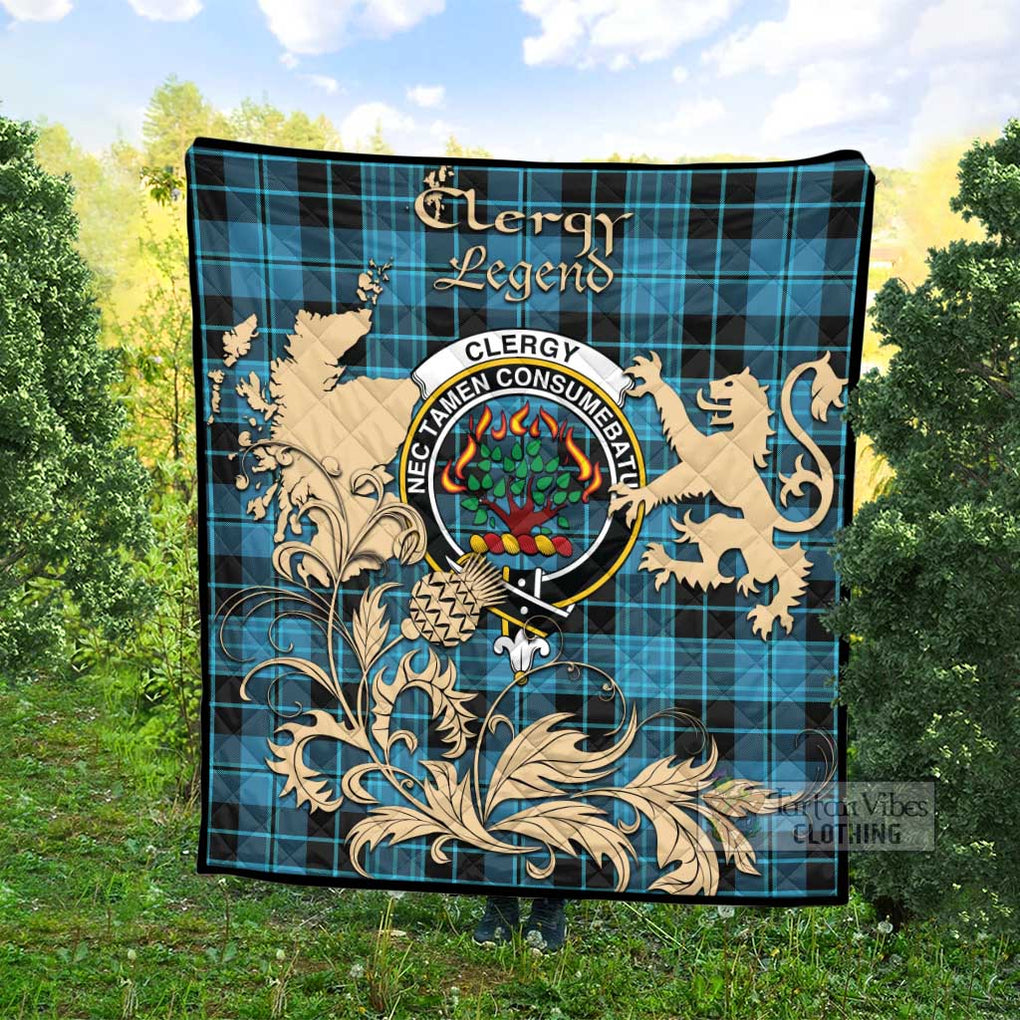 Tartan Vibes Clothing Clergy Tartan Quilt with Family Crest and Scottish Symbol Style