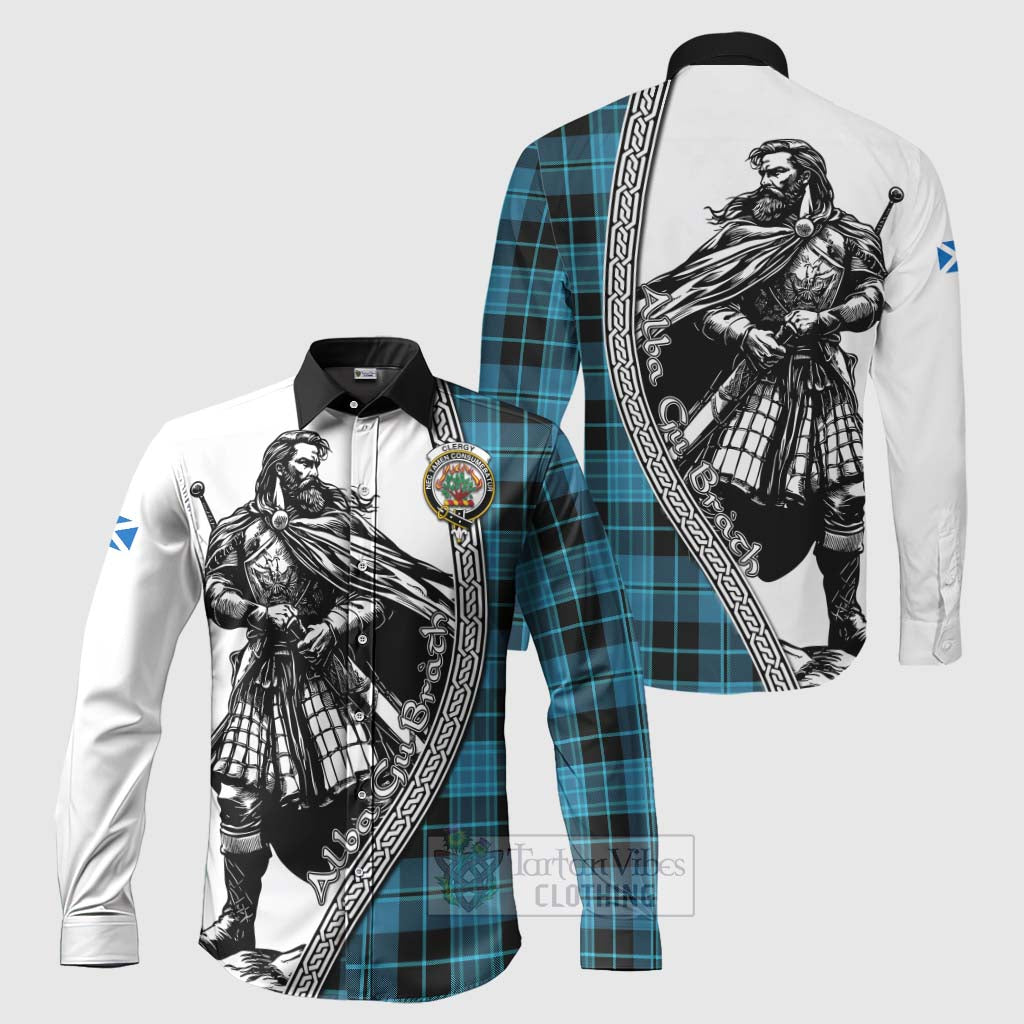 Clergy Tartan Clan Crest Long Sleeve Button Shirt with Highlander Warrior Celtic Style Men's Shirt S - Tartan Vibes Clothing