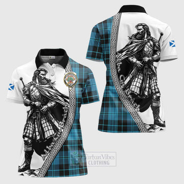 Clergy Tartan Clan Crest Women's Polo Shirt with Highlander Warrior Celtic Style Women - Tartan Vibes Clothing