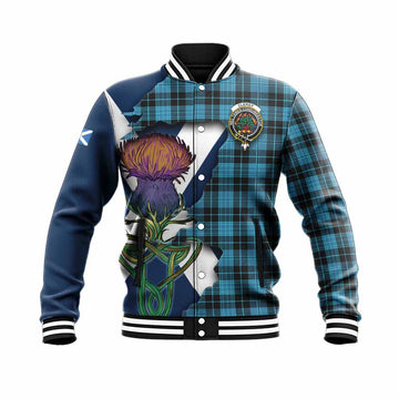Clergy Tartan Family Crest Baseball Jacket Scottish Thistle Celtic Inspired Unisex - Tartan Vibes Clothing