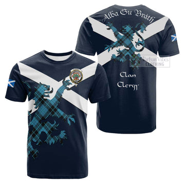 Clergy Tartan Lion Rampant Cotton T-shirt Proudly Display Your Heritage with Alba Gu Brath and Clan Name
