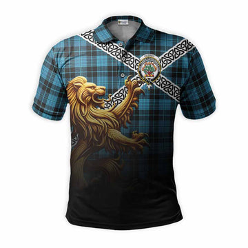Clergy Crest Tartan Polo Shirt with Golden Lion Emblem Celtic Style Kid - Tartan Vibes Clothing