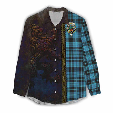 Clergy Tartan Family Crest Women's Casual Shirt Alba Gu Brath Be Brave Lion Ancient Style Female - Tartan Vibes Clothing