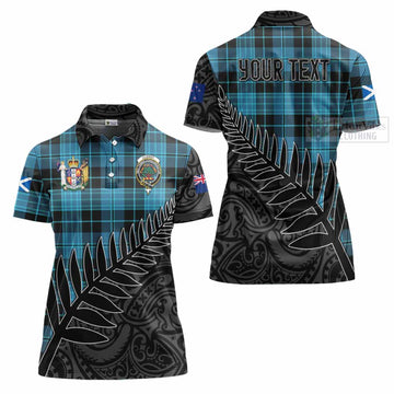 Clergy Crest Tartan Women's Polo Shirt with New Zealand Silver Fern Half Style Women - Tartan Vibes Clothing