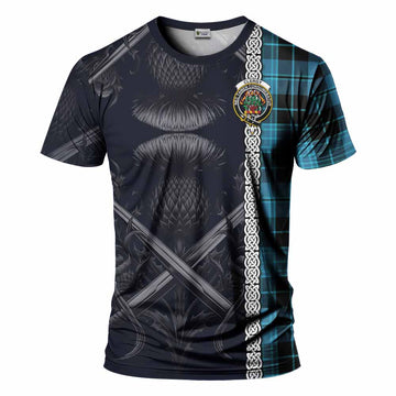 Clergy Tartan T-Shirt with Family Crest Cross Sword Thistle Celtic Vibes Kid's Shirt - Tartan Vibes Clothing