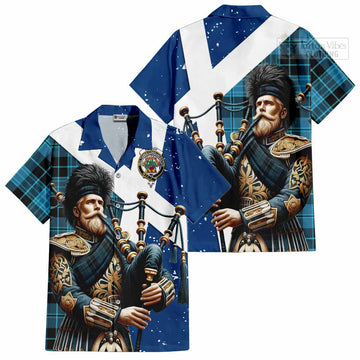 Clergy Tartan Hawaiian Shirt with Family Crest Scottish Bagpiper Vibes Kid - Tartan Vibes Clothing