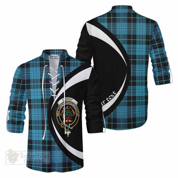 Clergy Tartan Ghillie Kilt Shirt with Family Crest Circle Style Men - Tartan Vibes Clothing