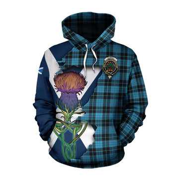 Clergy Tartan Family Crest Cotton Hoodie Scottish Thistle Celtic Inspired Pullover Hoodie XS - Tartan Vibes Clothing