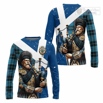 Clergy Tartan Long Sleeve T-Shirt with Family Crest Scottish Bagpiper Vibes Unisex - Tartan Vibes Clothing