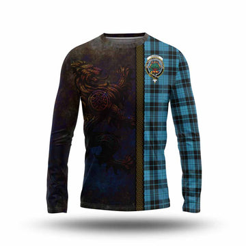 Clergy Tartan Family Crest Long Sleeve T-Shirt Alba Gu Brath Be Brave Lion Ancient Style Unisex - Tartan Vibes Clothing