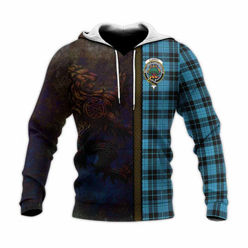 Clergy Tartan Family Crest Knitted Hoodie Alba Gu Brath Be Brave Lion Ancient Style Unisex Knitted Pullover Hoodie - Tartan Vibes Clothing