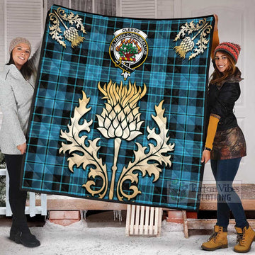 Tartan Vibes Clothing Clergy Tartan Quilt with Family Crest and Golden Thistle Style