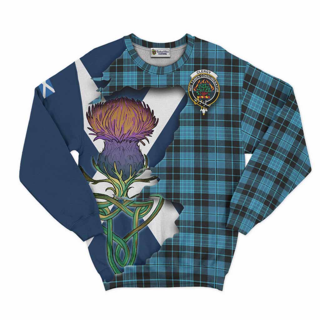 Clergy Tartan Family Crest Sweatshirt Scottish Thistle Celtic Inspired Unisex - Tartan Vibes Clothing