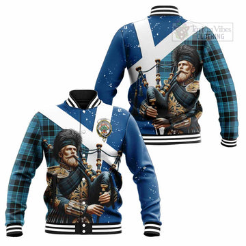 Clergy Tartan Baseball Jacket with Family Crest Scottish Bagpiper Vibes Unisex - Tartan Vibes Clothing