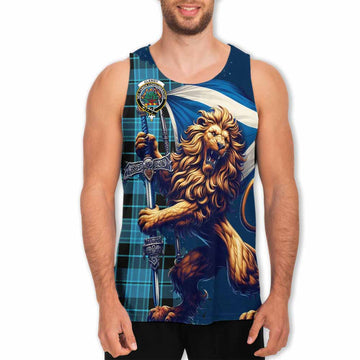 Clergy Tartan Family Crest Men's Tank Top with Scottish Majestic Lion Men - Tartan Vibes Clothing