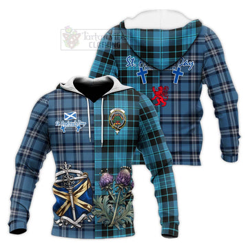 Clergy Tartan Knitted Hoodie Happy St. Andrew's Day Half Tartan Style Unisex Knitted Pullover Hoodie - Tartan Vibes Clothing