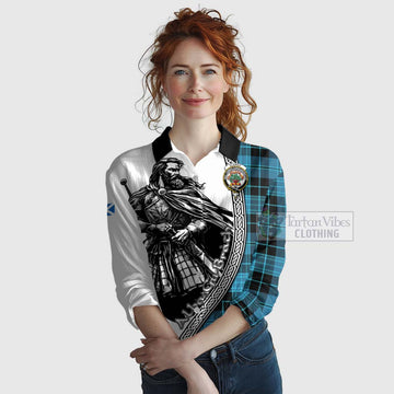 Clergy Tartan Clan Crest Women's Casual Shirt with Highlander Warrior Celtic Style Female - Tartan Vibes Clothing