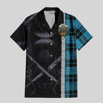 Clergy Tartan Hawaiian Shirt with Family Crest Cross Sword Thistle Celtic Vibes Kid - Tartan Vibes Clothing