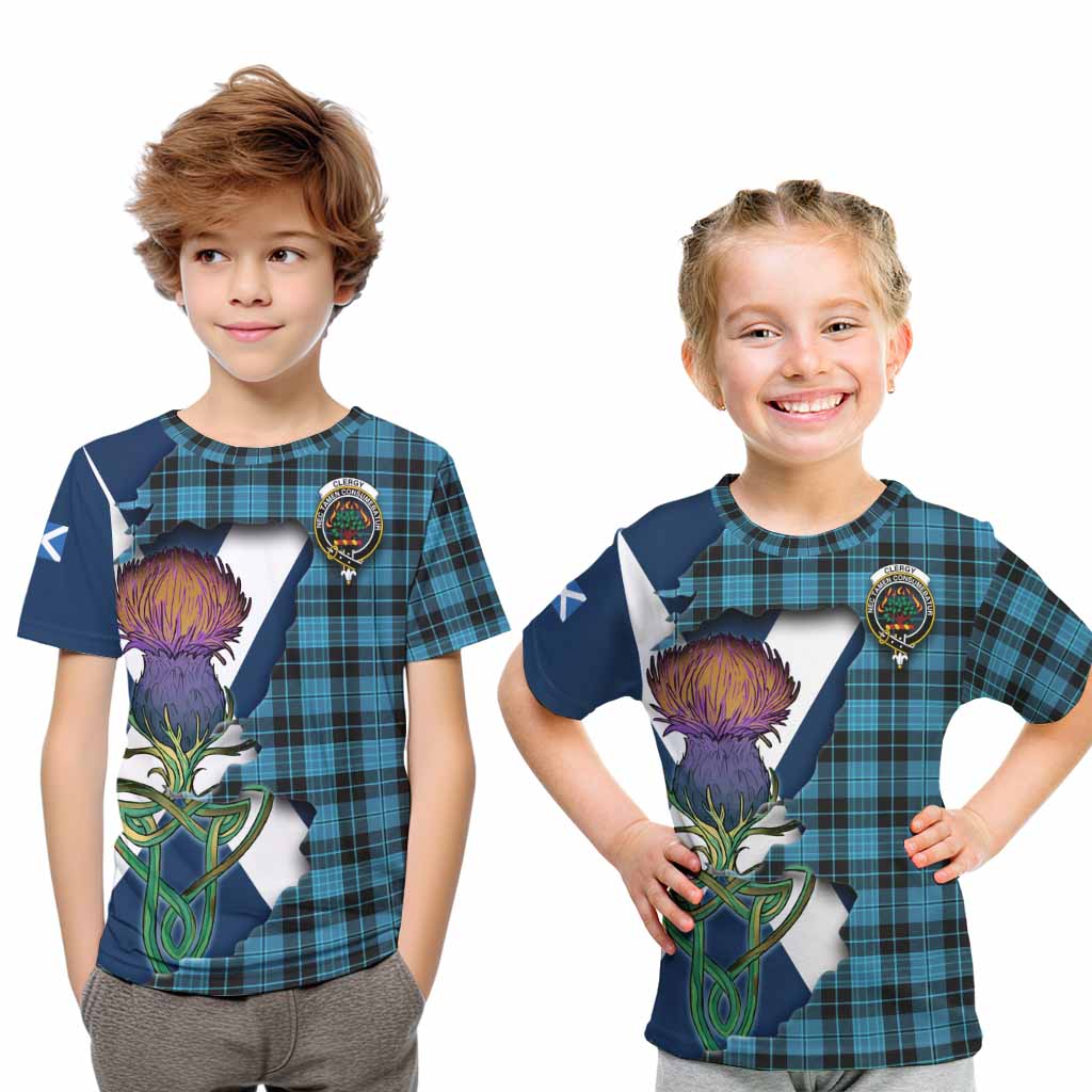 Clergy Tartan Family Crest Kid T-Shirt Scottish Thistle Celtic Inspired Youth XL Size14 - Tartan Vibes Clothing