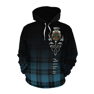Tartan Vibes Clothing Clergy Tartan Cotton Hoodie Featuring Alba Gu Brath Family Crest Celtic Inspired