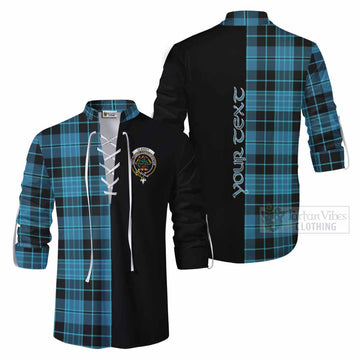 Clergy Tartan Ghillie Kilt Shirt with Family Crest and Half Of Me Style Men - Tartan Vibes Clothing