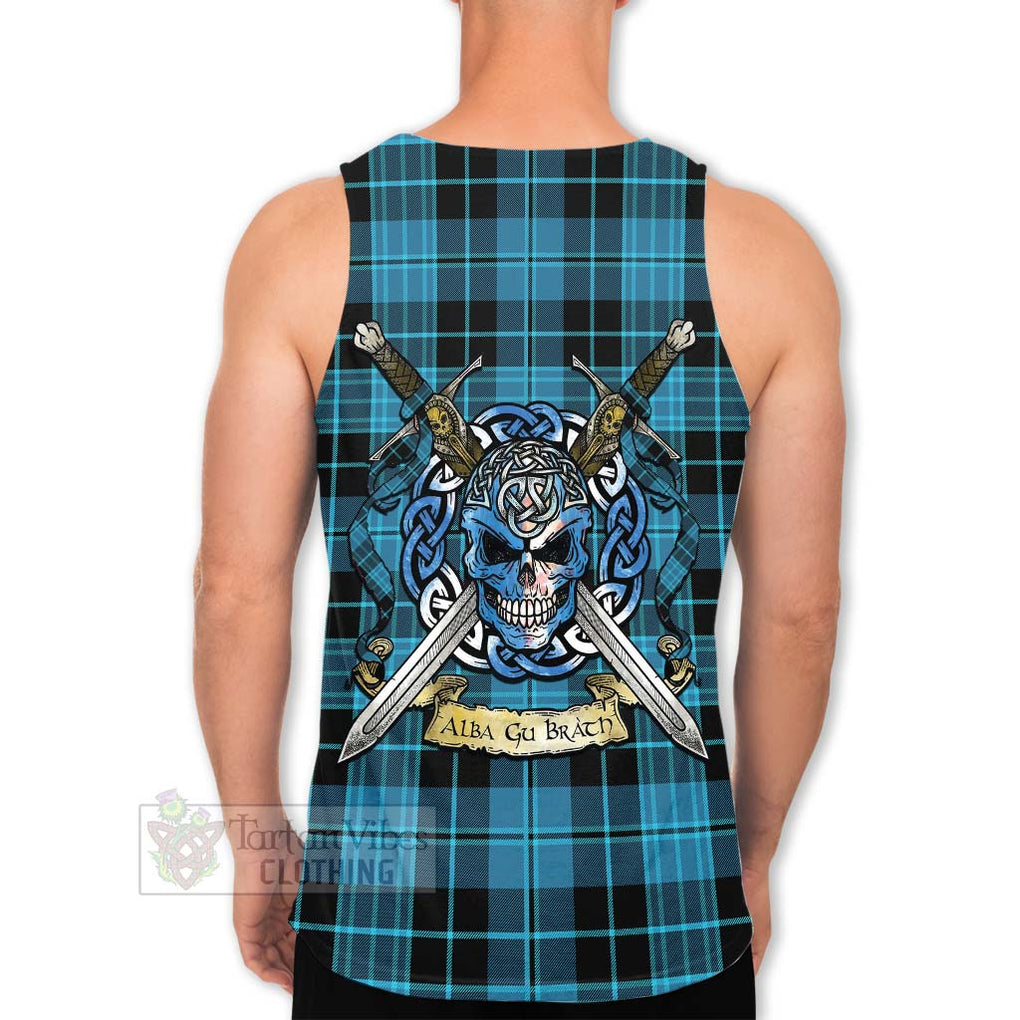 Clergy Tartan Men's Tank Top with Family Crest Celtic Skull Style Men - Tartan Vibes Clothing