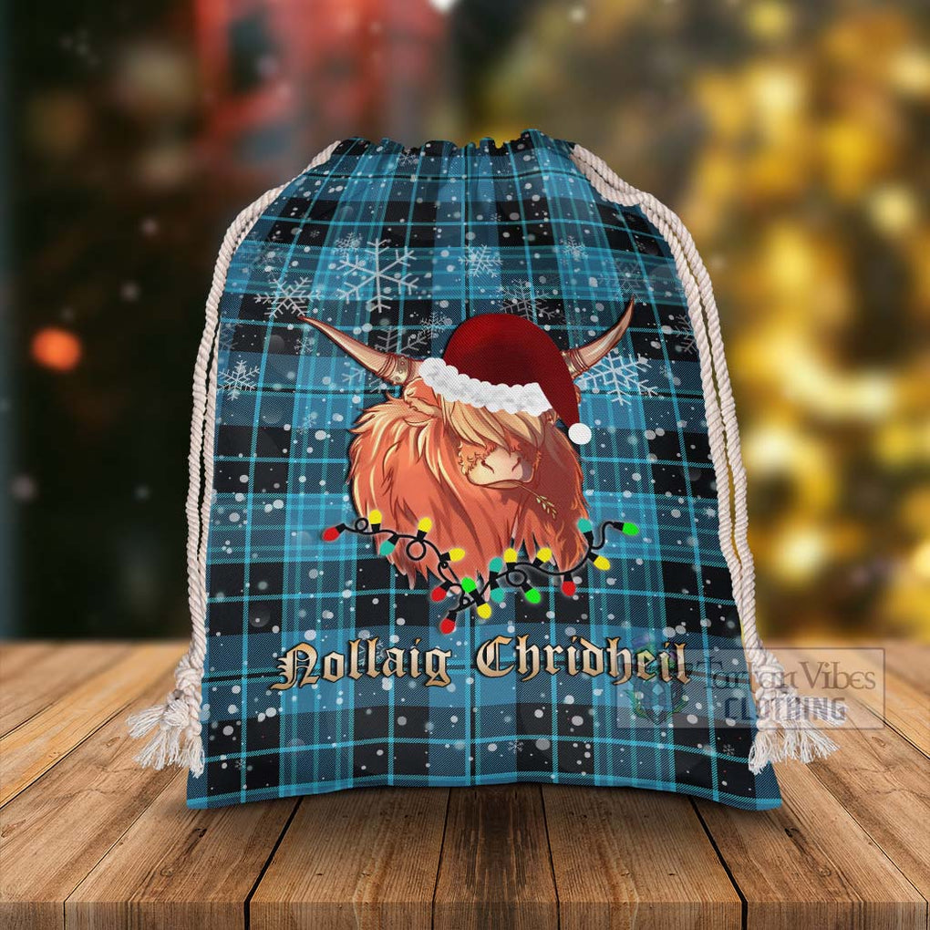 Clergy Tartan Christmas Santa's Bag with Twinkle Highland Cattle - Tartan Vibes Clothing