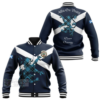 Clergy Tartan Lion Rampant Baseball Jacket Proudly Display Your Heritage with Alba Gu Brath and Clan Name Unisex - Tartan Vibes Clothing