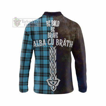 Clergy Tartan Family Crest Long Sleeve Polo Shirt Alba Gu Brath Be Brave Lion Ancient Style - Tartan Vibes Clothing