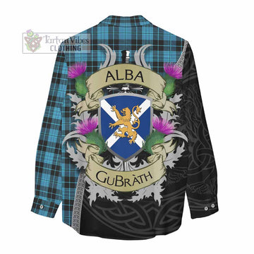 Clergy Tartan Family Crest Women's Casual Shirt Lion Rampant Royal Thistle Shield Celtic Inspired - Tartan Vibes Clothing