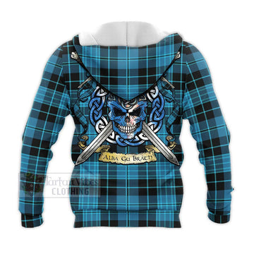 Clergy Tartan Knitted Hoodie with Family Crest Celtic Skull Style - Tartan Vibes Clothing