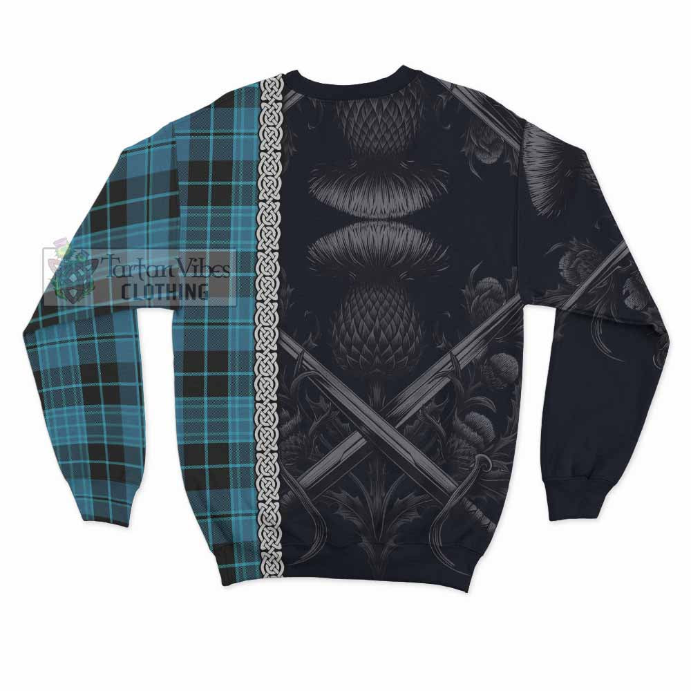 Clergy Tartan Sweatshirt with Family Crest Cross Sword Thistle Celtic Vibes - Tartan Vibes Clothing