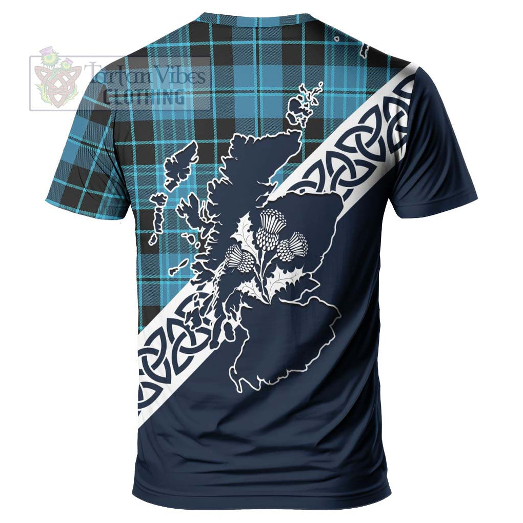 Clergy Tartan T-Shirt Featuring Thistle and Scotland Map - Tartanvibesclothing Store