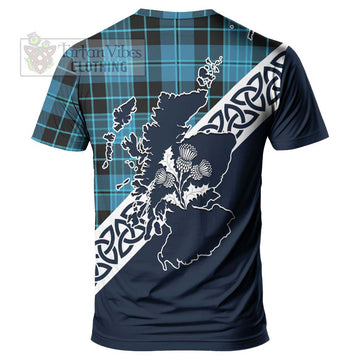 Clergy Tartan T-Shirt Featuring Thistle and Scotland Map - Tartanvibesclothing Store