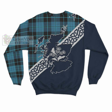 Clergy Tartan Sweatshirt Featuring Thistle and Scotland Map - Tartan Vibes Clothing