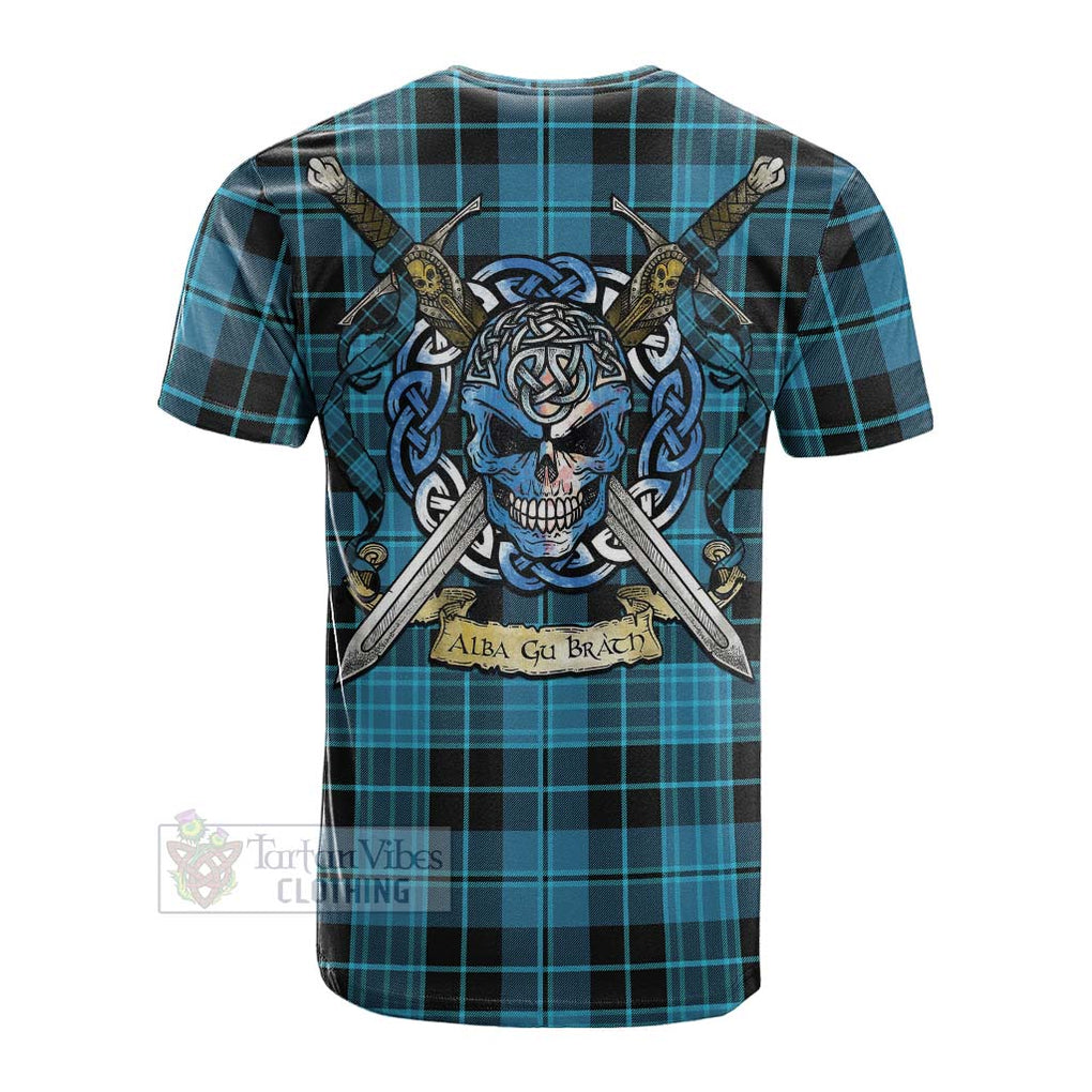 Tartan Vibes Clothing Clergy Tartan Cotton T-shirt with Family Crest Celtic Skull Style