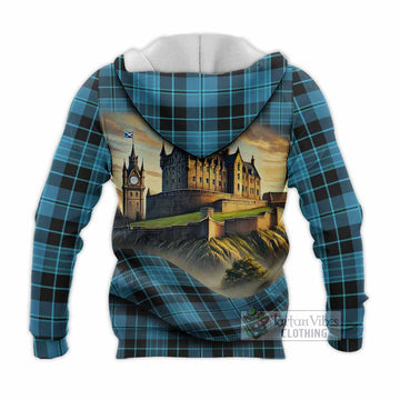 Clergy Tartan Family Crest Knitted Hoodie with Scottish Ancient Castle Style - Tartan Vibes Clothing