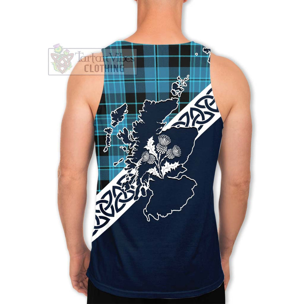Clergy Tartan Men's Tank Top Featuring Thistle and Scotland Map - Tartan Vibes Clothing