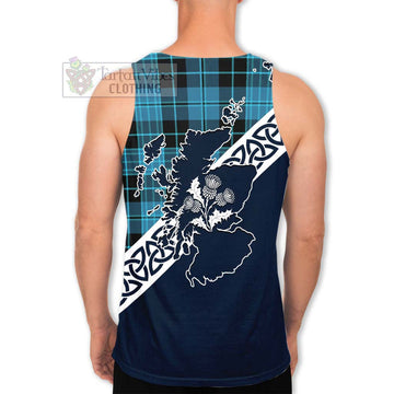 Clergy Tartan Men's Tank Top Featuring Thistle and Scotland Map - Tartan Vibes Clothing