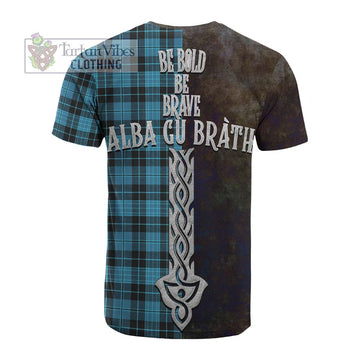 Clergy Tartan Family Crest Cotton T-shirt Alba Gu Brath Be Brave Lion Ancient Style