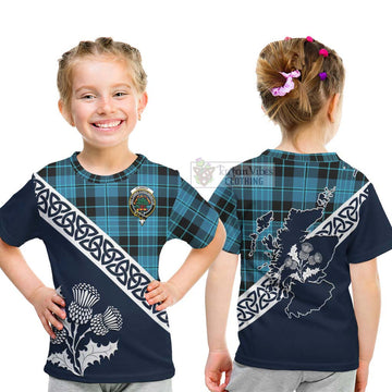 Clergy Tartan Kid T-Shirt Featuring Thistle and Scotland Map - Tartan Vibes Clothing