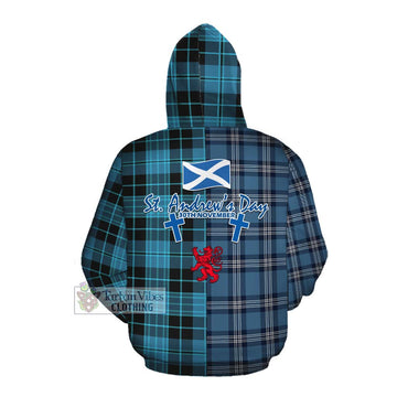 Clergy Tartan Cotton Hoodie Happy St. Andrew's Day Half Tartan Style Pullover Hoodie - Tartan Vibes Clothing