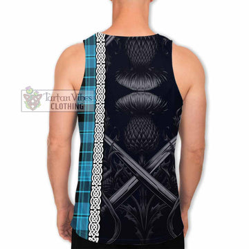 Clergy Tartan Men's Tank Top with Family Crest Cross Sword Thistle Celtic Vibes - Tartan Vibes Clothing