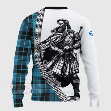 Clergy Tartan Clan Crest Knitted Sweater with Highlander Warrior Celtic Style - Tartan Vibes Clothing