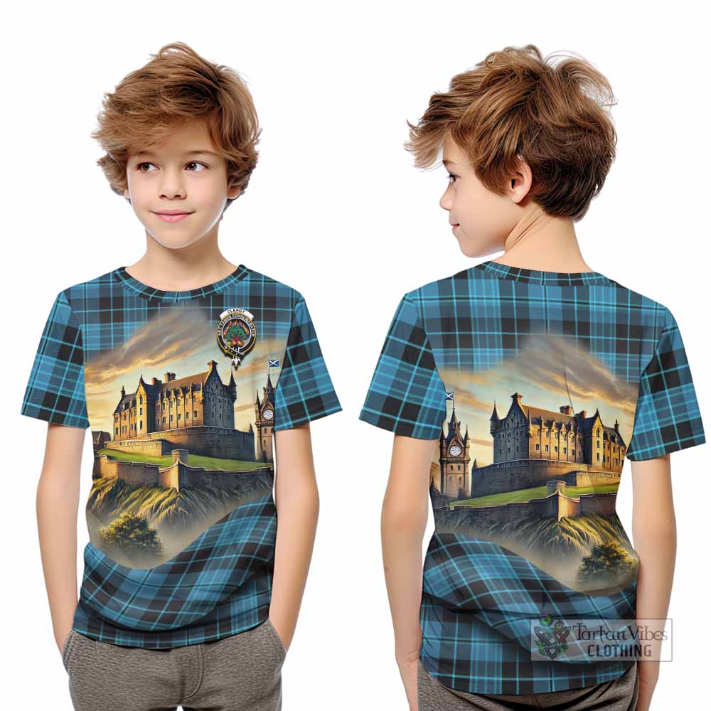 Clergy Tartan Family Crest Kid T-Shirt with Scottish Ancient Castle Style - Tartan Vibes Clothing