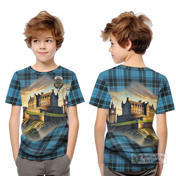 Clergy Tartan Family Crest Kid T-Shirt with Scottish Ancient Castle Style - Tartan Vibes Clothing