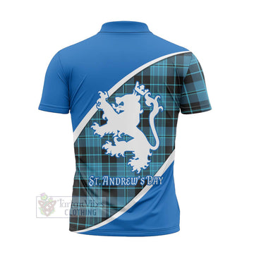 Clergy Family Crest Tartan Zipper Polo Shirt Celebrate Saint Andrew's Day in Style - Tartan Vibes Clothing