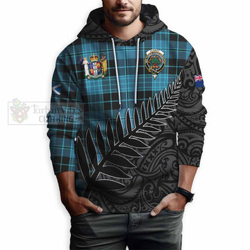 Clergy Crest Tartan Hoodie with New Zealand Silver Fern Half Style - Tartan Vibes Clothing
